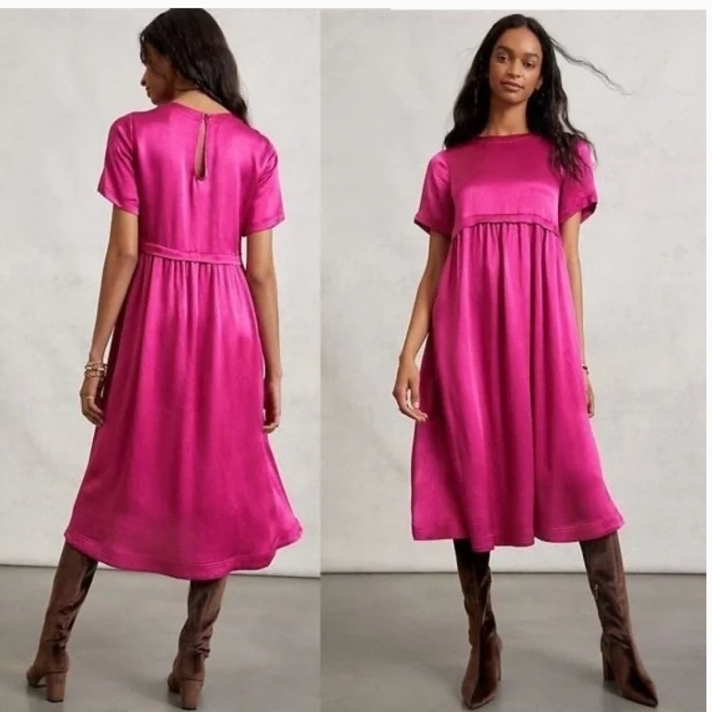Anthropologie Maeve Metallic Raspberry Jimena Midi Dress XS